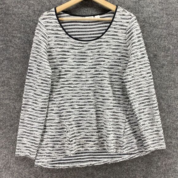 5/$45 Cato Sweater Pullover Women L Large White Striped Knit Long Sleeve Cotton - Picture 4 of 9